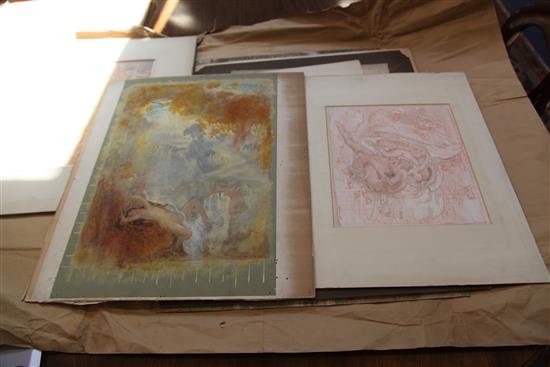 William Shackleton (1872-1933) Sunset Wings, Leda and the Swan and other studies Largest 27 x 20in. unframed.